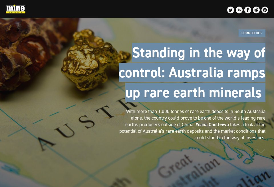 Standing In The Way Of Control: Australia Ramps Up Rare Earth Minerals ...